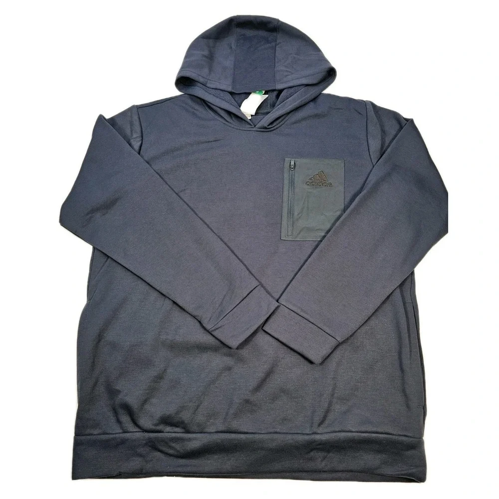 Adidas Mens M Pocket Hoodie Aurink Navy Blue Pullover Sweatshirt XL JG8147‎